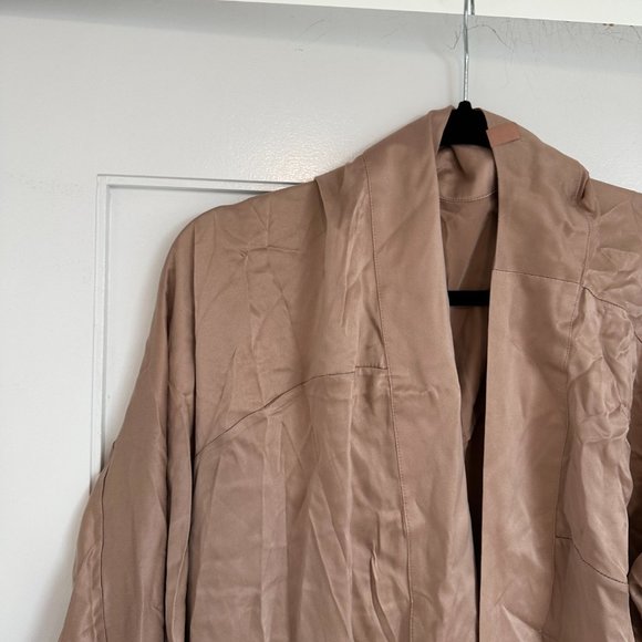 Lunya Washable Silk Robe XS/S Otium Tan Self Tie Belt Hypoallergenic Sleepwear - Picture 6 of 9